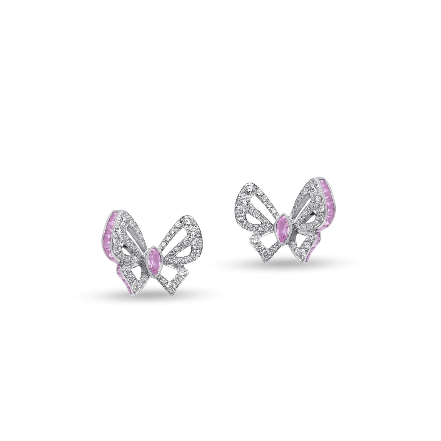 mini Schmetterlingsohrringe mit pinken Saphiren
