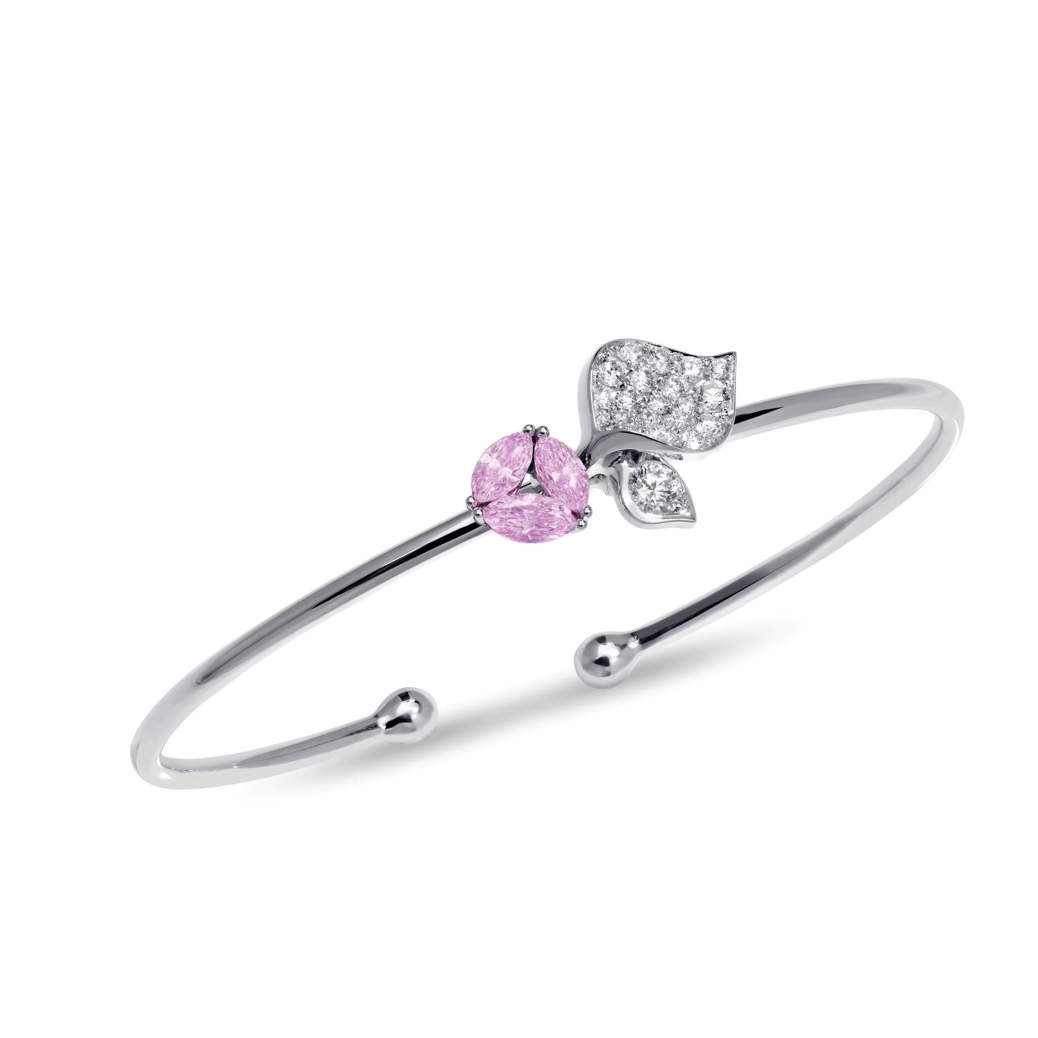 flexible Bangle with pink sapphire