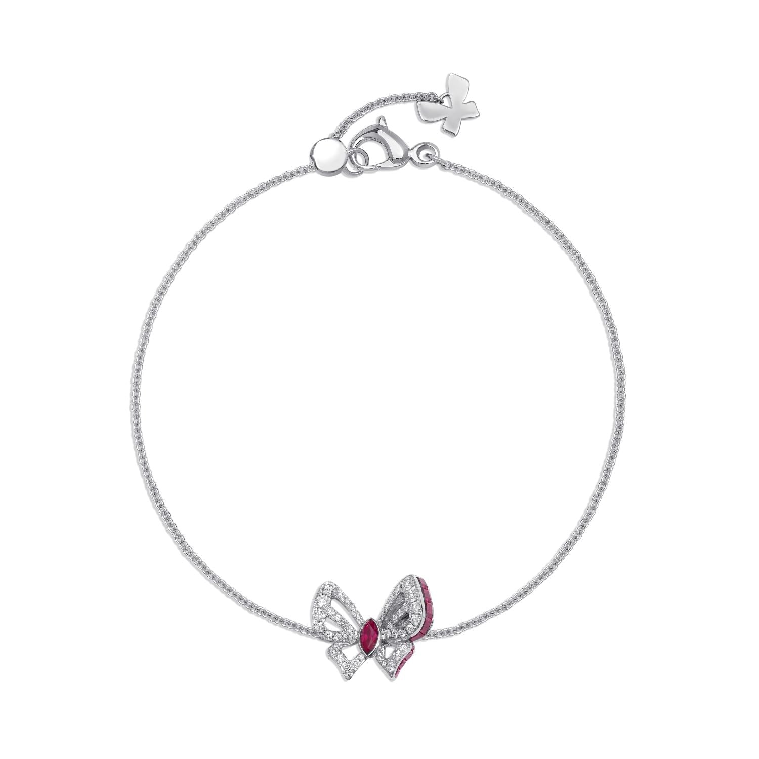 mini Schmetterlingsarmband mit Rubinen