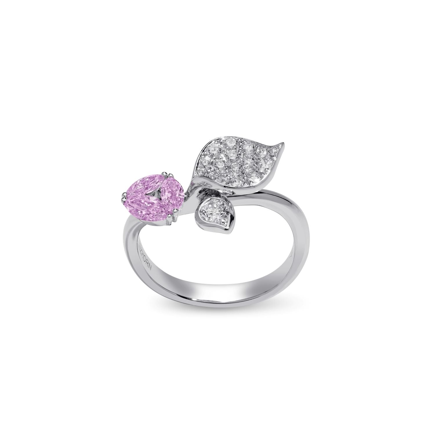 À FLEUR DE PARIS Pink Sapphire Leaf Ring