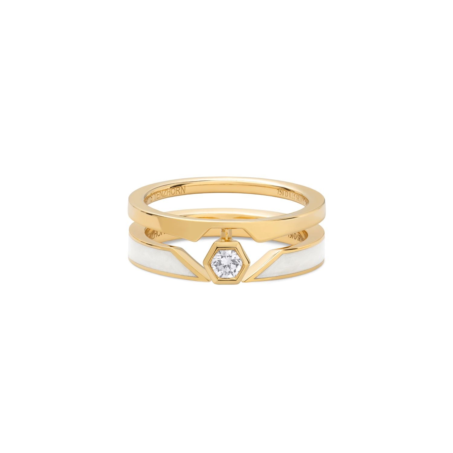 Offener Perlmutt-Emaille Ring