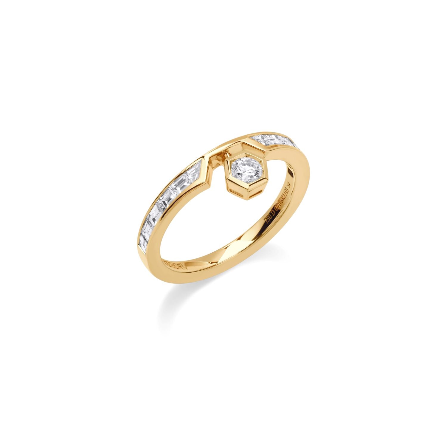 Stern-Ring mit Baguette-Diamanten