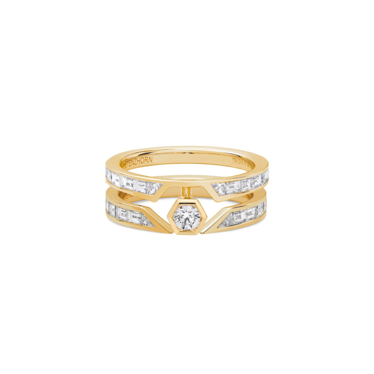 Stern-Ring mit Baguette-Diamanten