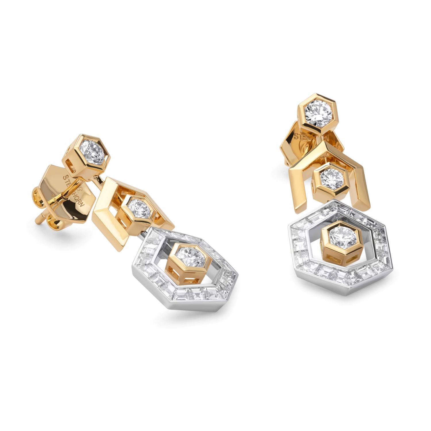 Bicolour Diamant Halo Ohrringe