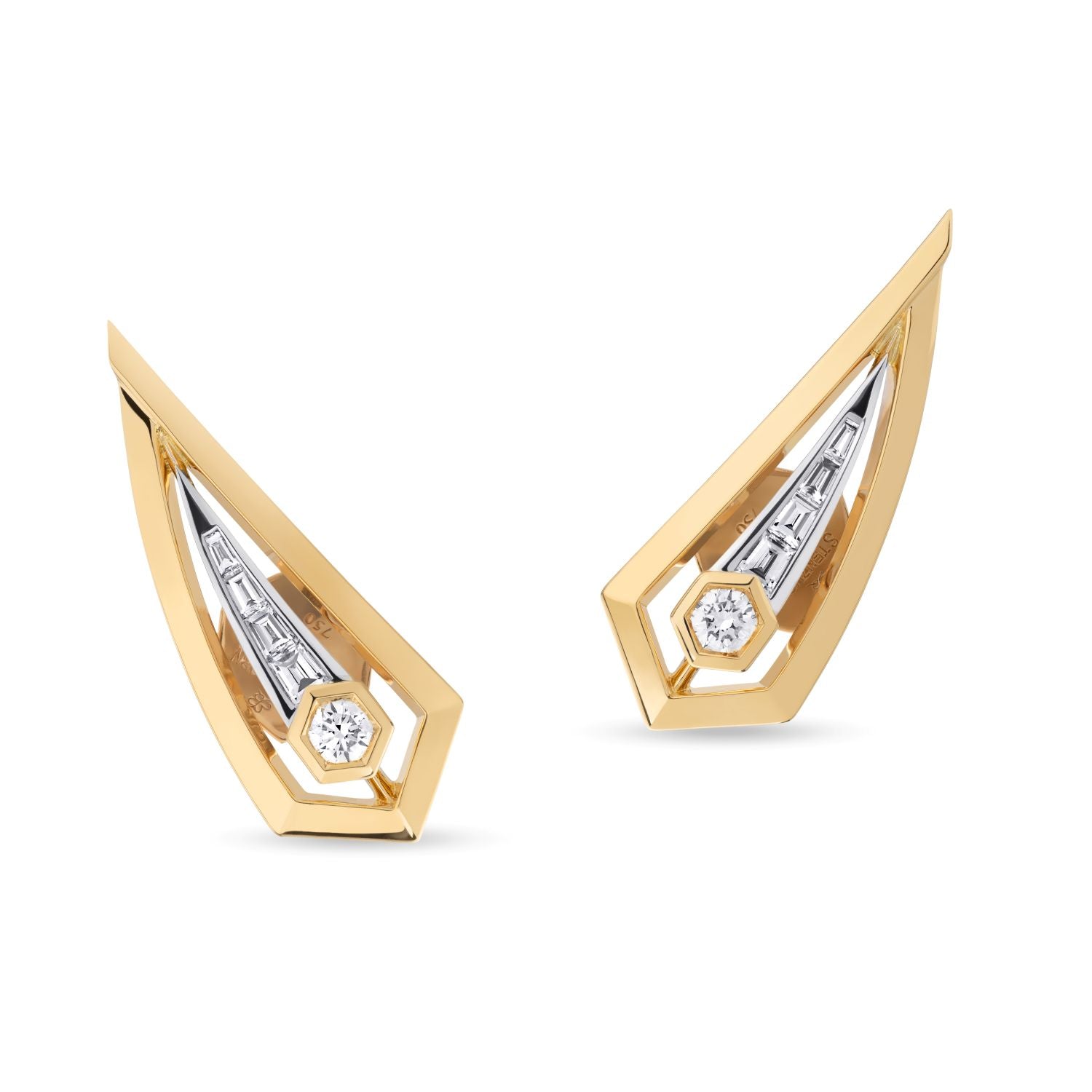 Bicolour Earrings with Baguette Diamonds