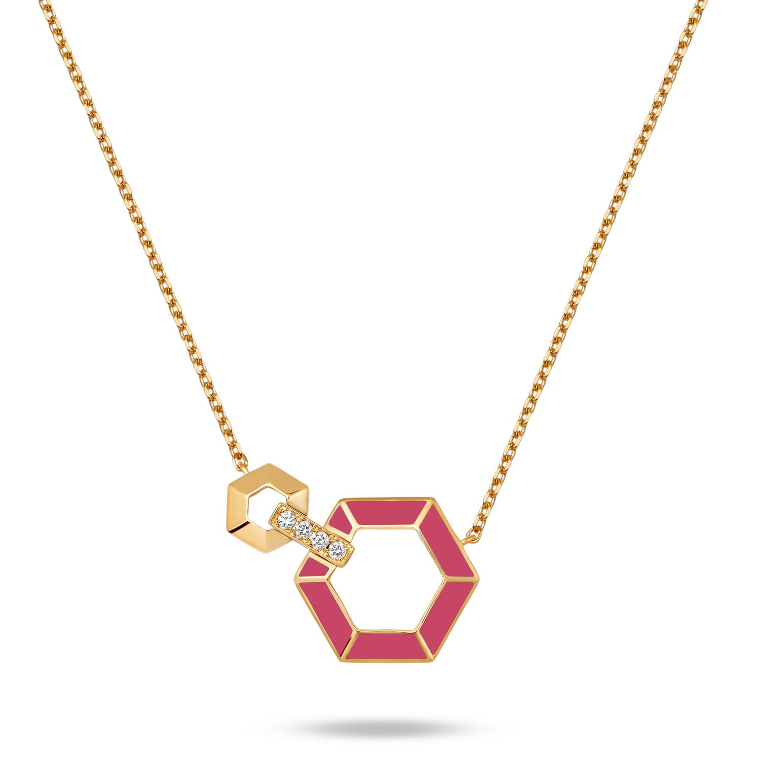 HONEY HONEY Honeycomb Necklace with Enamel and Diamonds