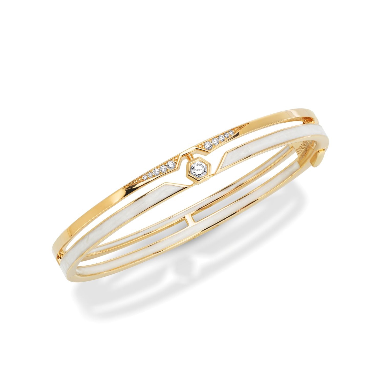 Diamant-Armreif mit Perlmutt-Emaille