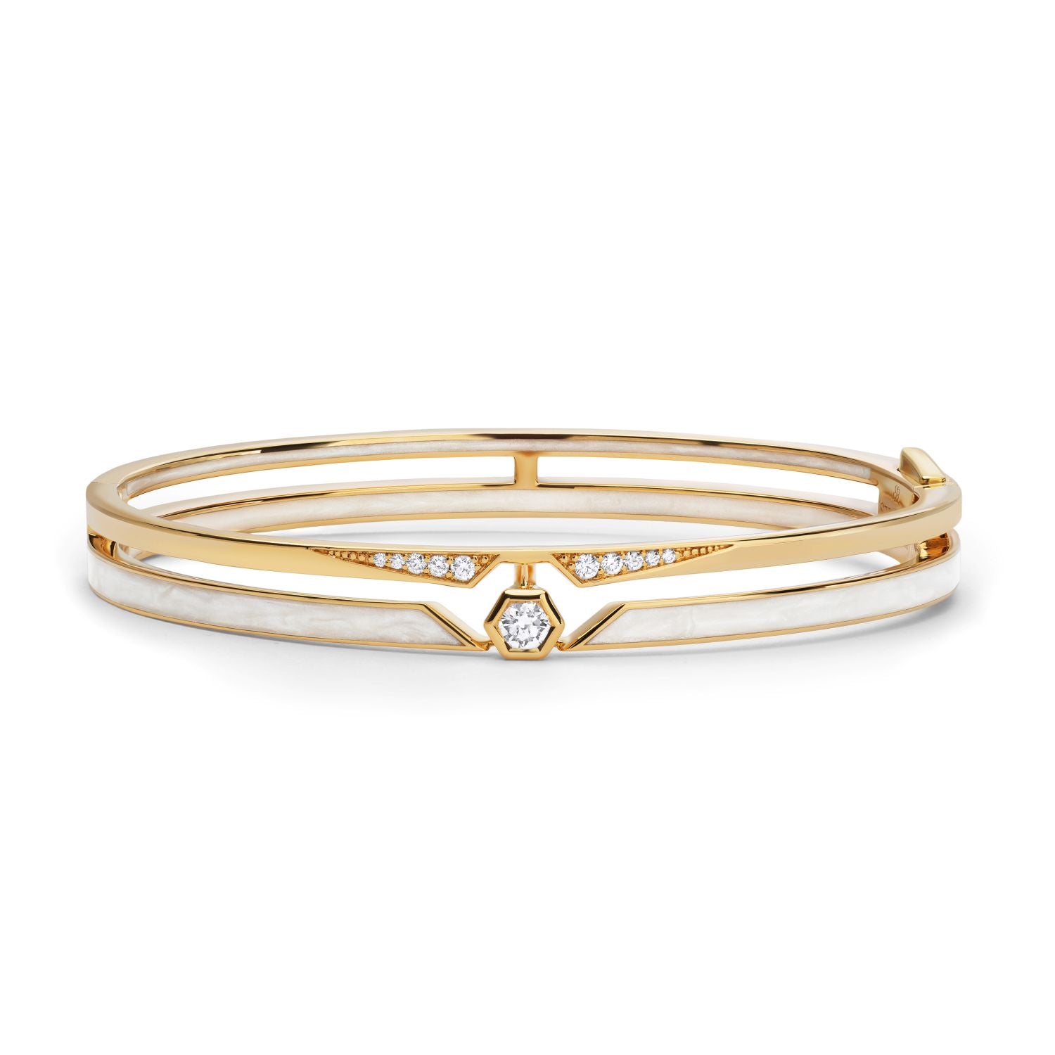 Diamant-Armreif mit Perlmutt-Emaille