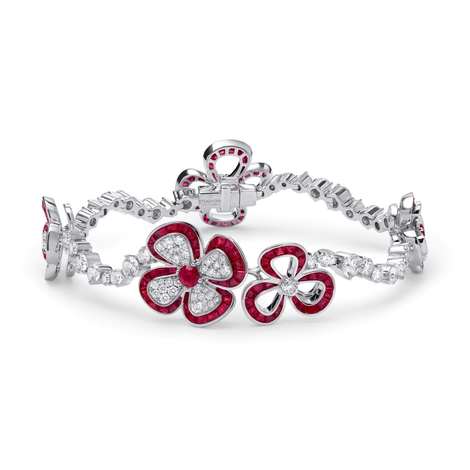 Blumen Armband mit Rubinen
