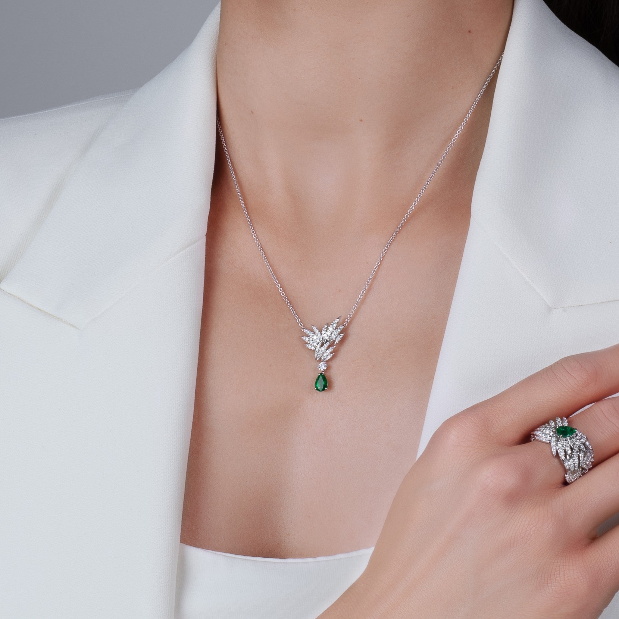 BORA BORA Diamond and Emerald Necklace