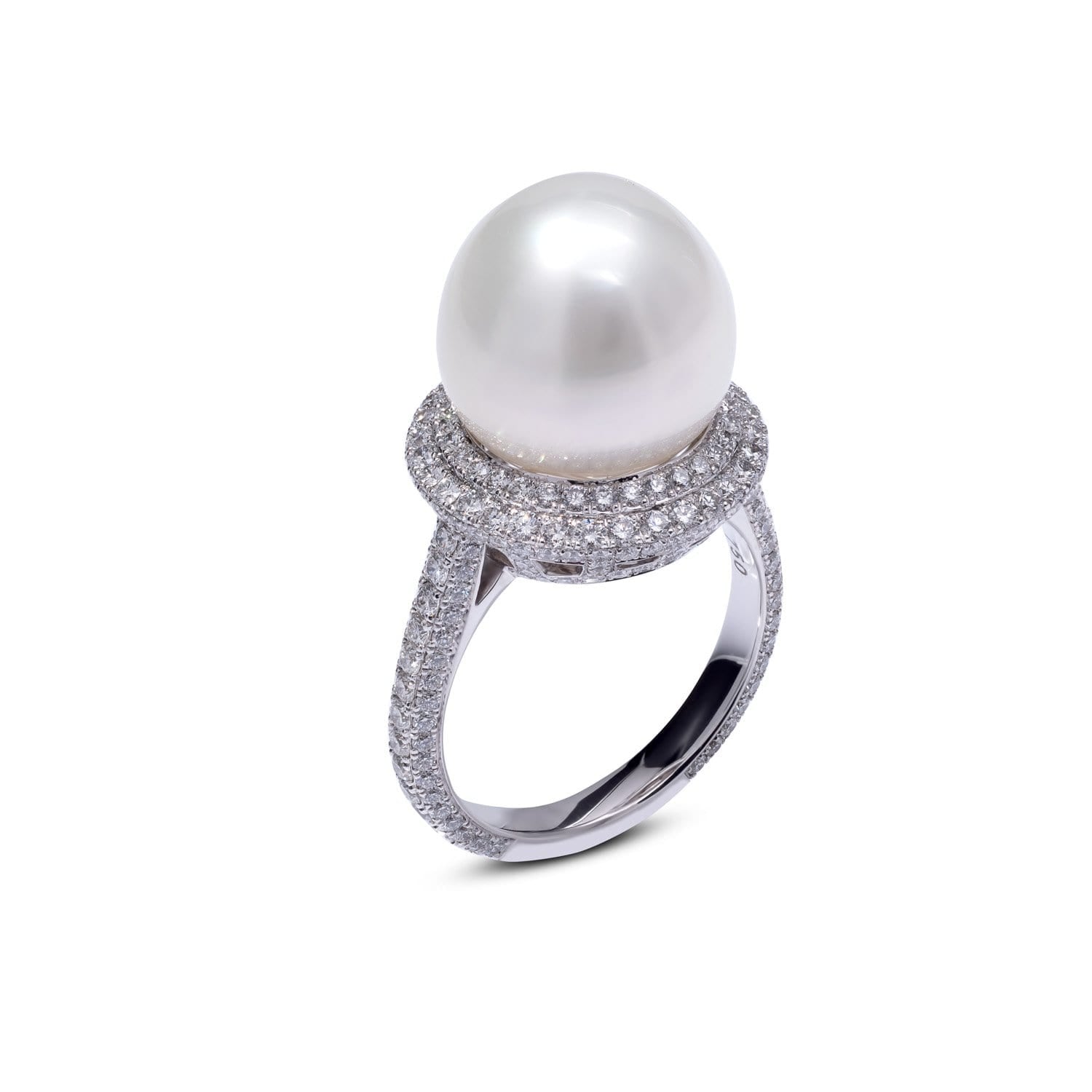VINTAGE: Klassischer Ring, Diamant-Perle
