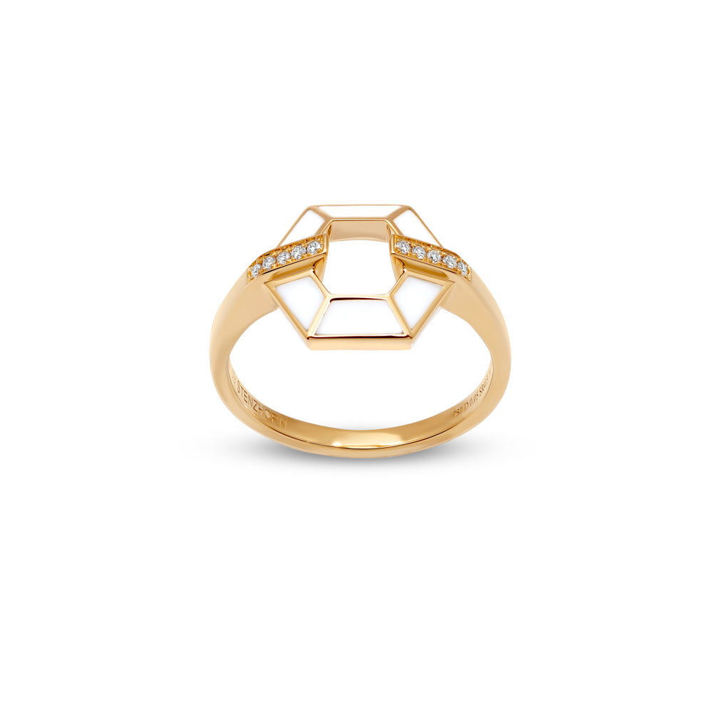 HONEY HONEY Honeycomb Ring with Enamel and Diamonds