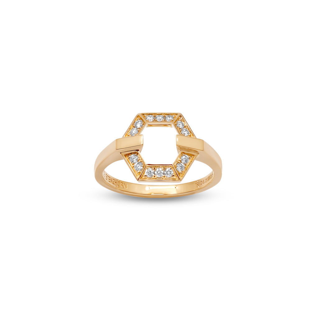 HONEY HONEY Honeycomb Ring with Diamonds