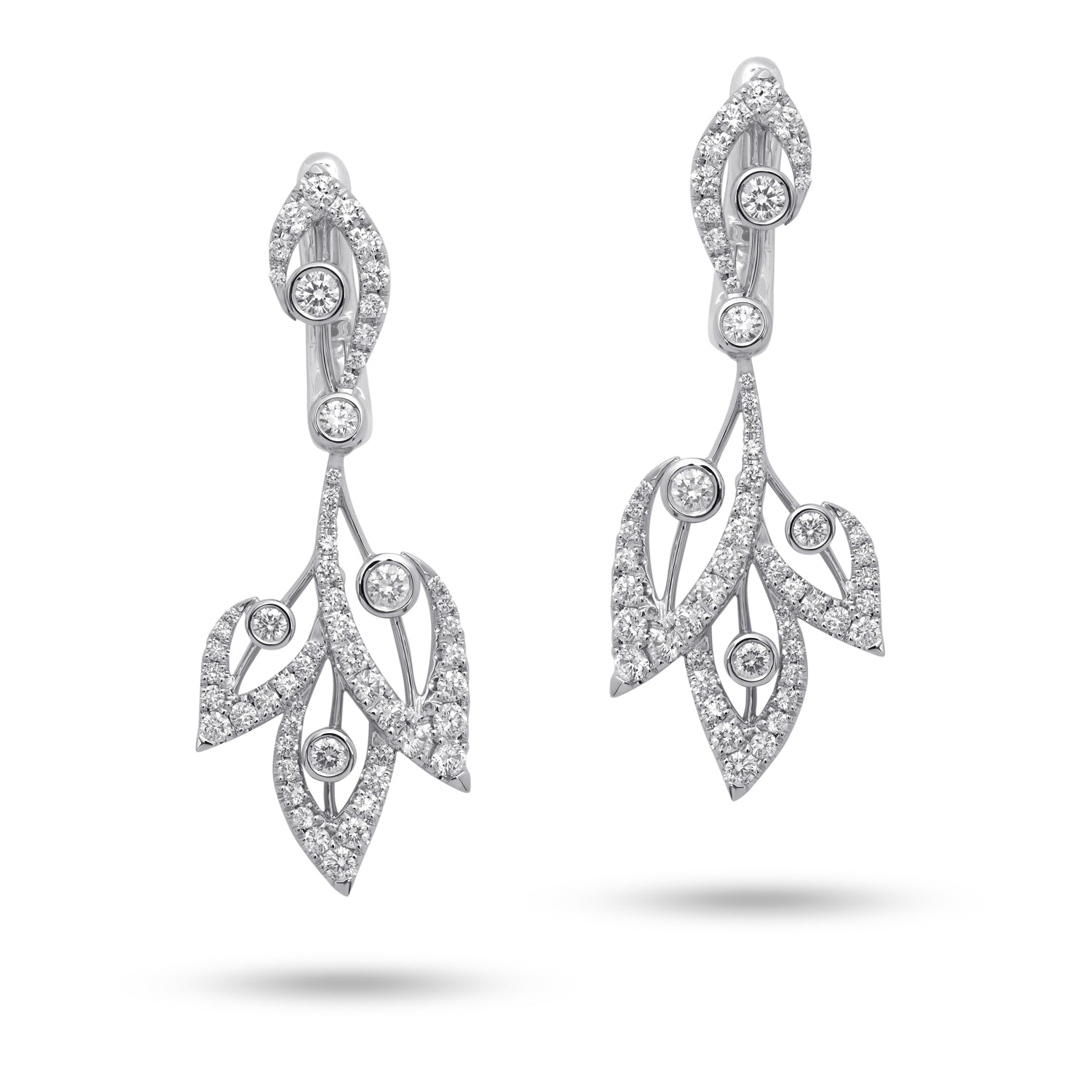 Diamond Earrings with leaf design, Stenzhorn Jewellery