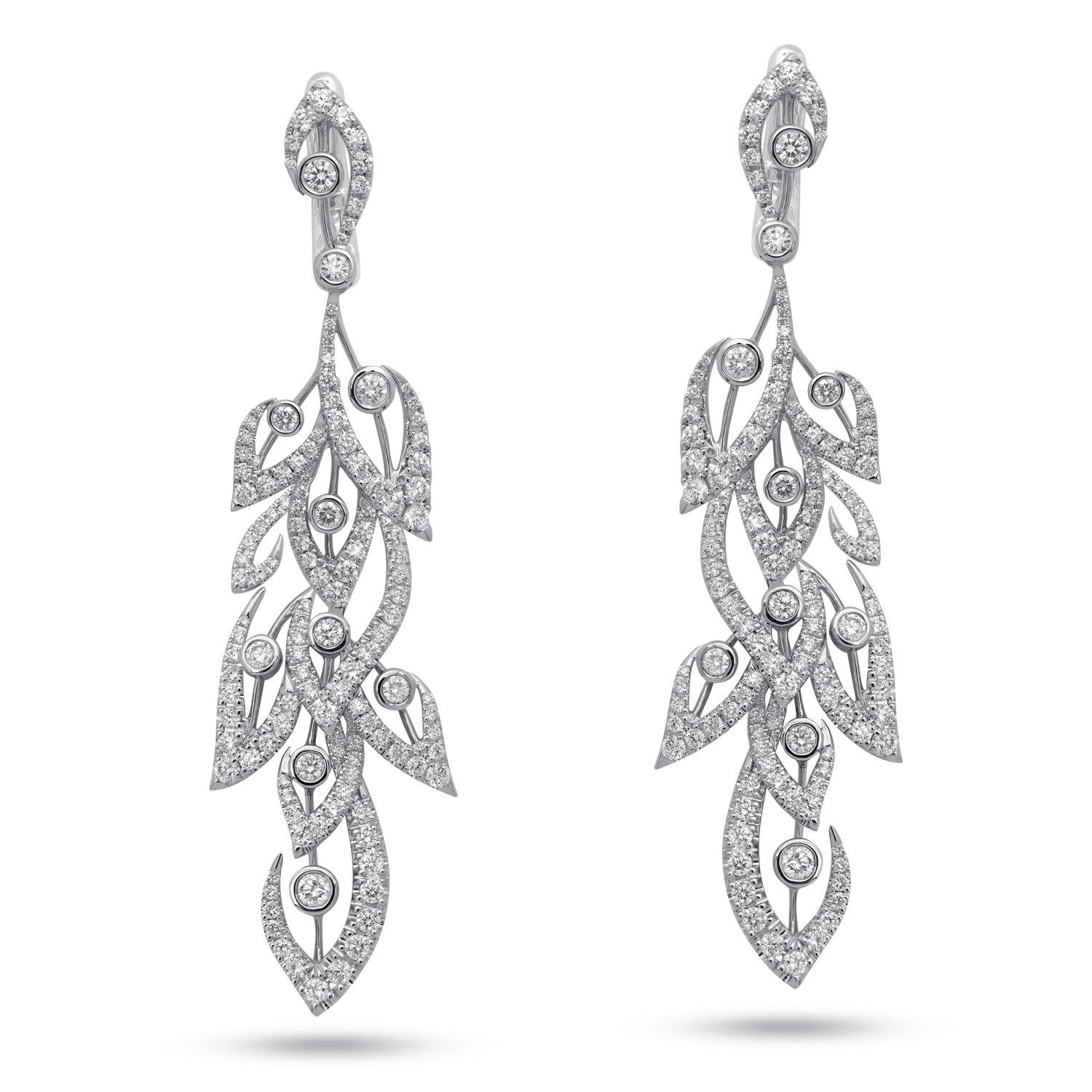 long diamond earring made of 18k white gold with detachable part, Stenzhorn Jewellery