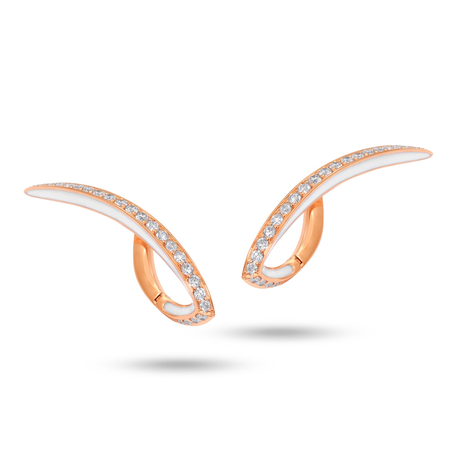 VIVA filigree Earrings with Diamonds and White Enamel