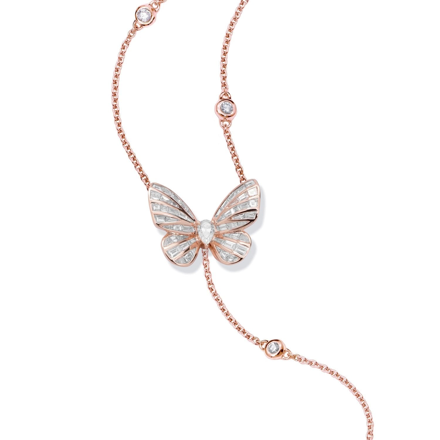 BUTTERFLY LOVERS All Diamond Rose Gold Necklace