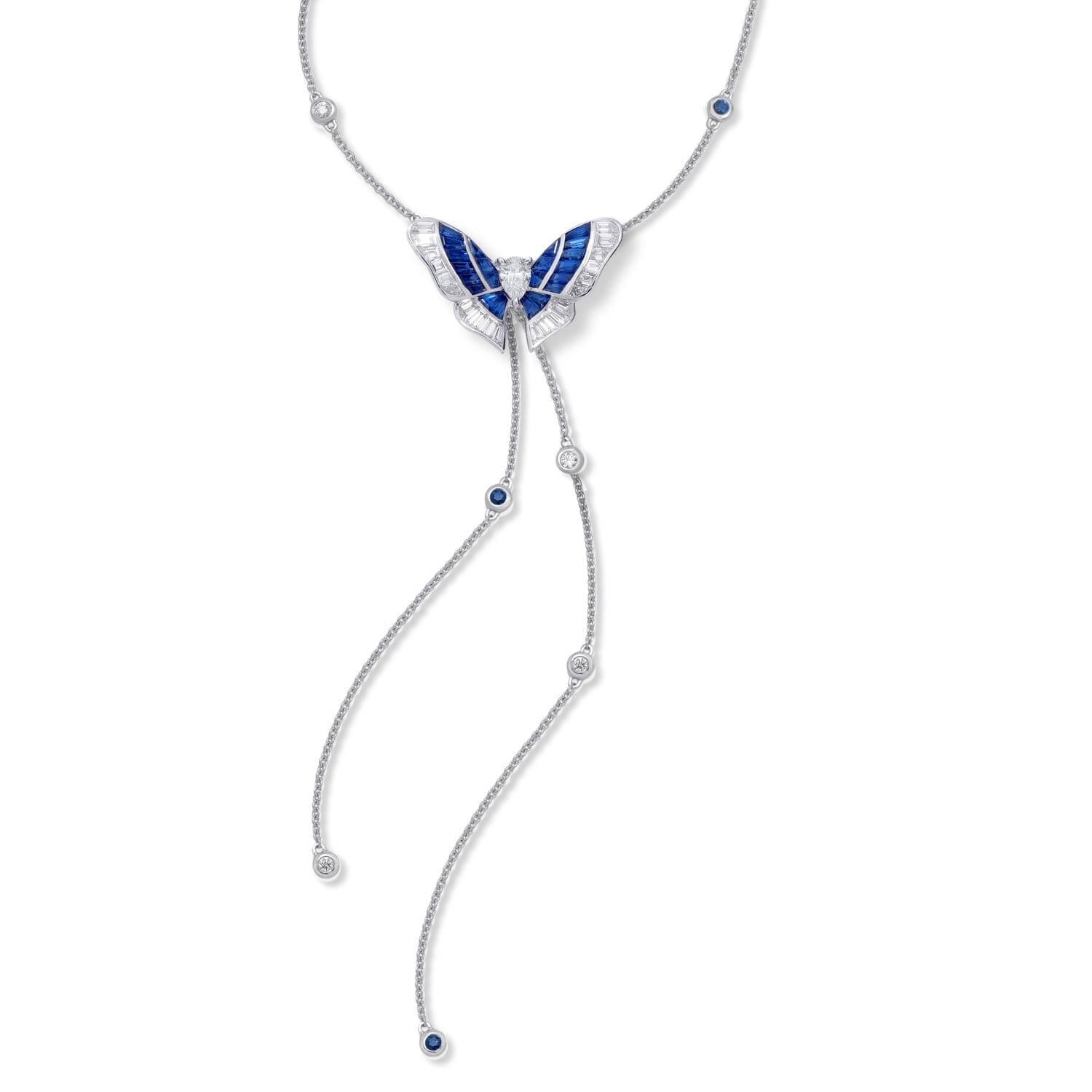 BUTTERFLY LOVERS Sapphire Vertical Channel Necklace
