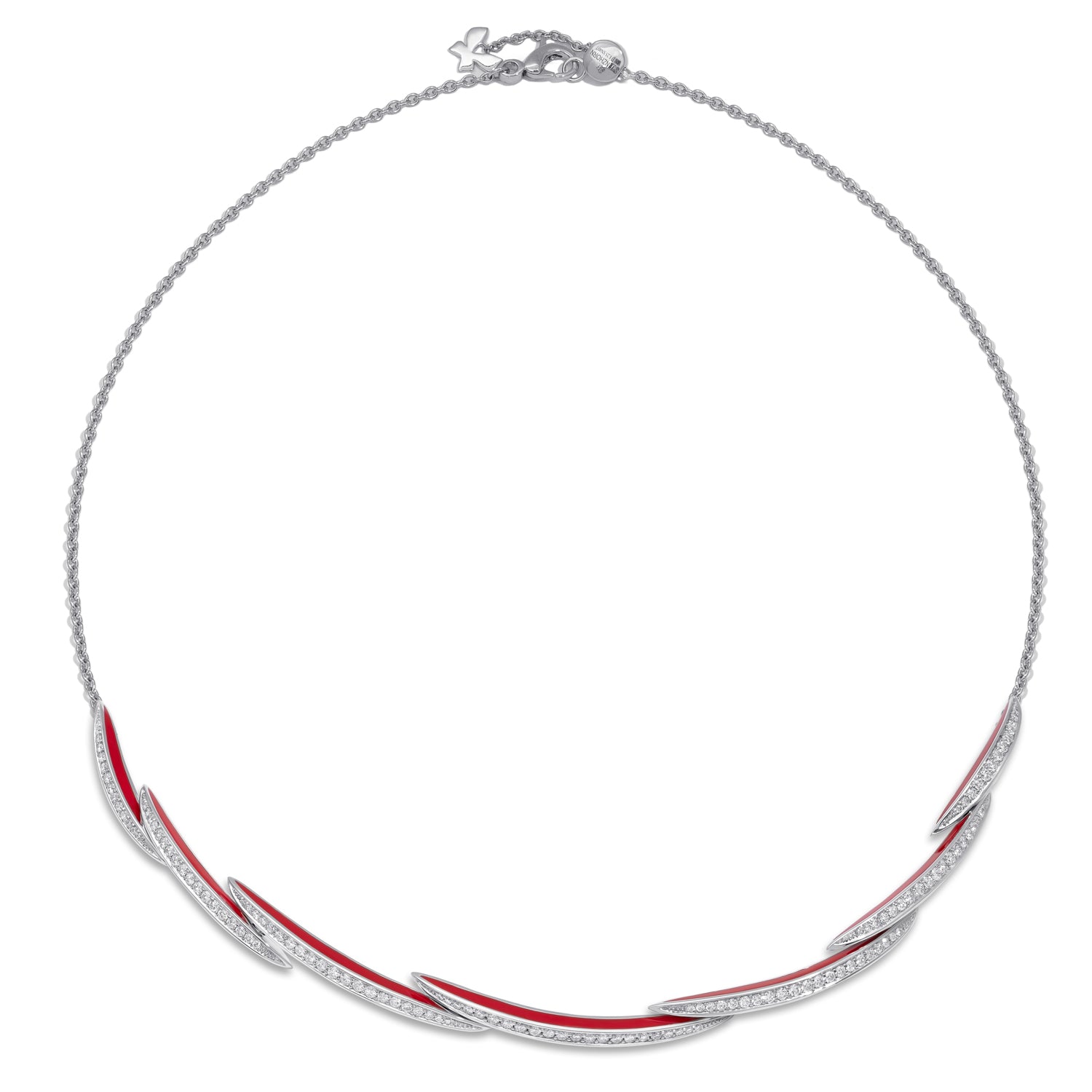 VIVA kurze Halskette mit Diamanten und roter Emaille