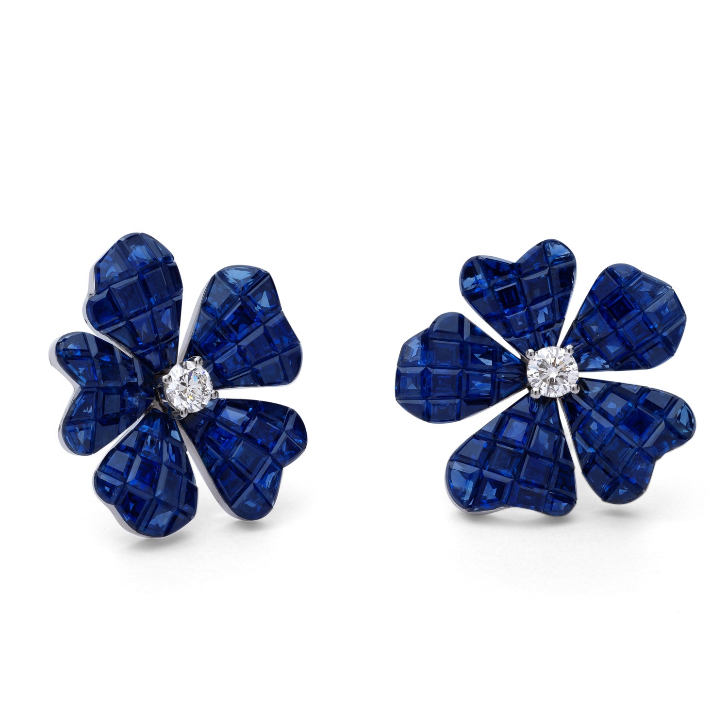FLORAL 5 Petal Poppy Sapphire Earrings