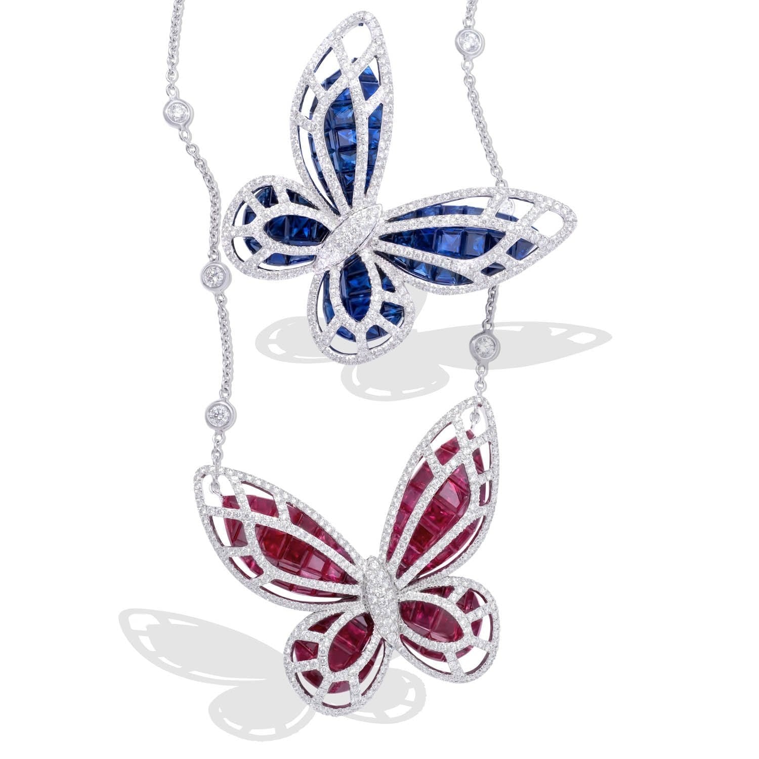 VINTAGE: MOSAIC Halskette, Schmetterling Saphir