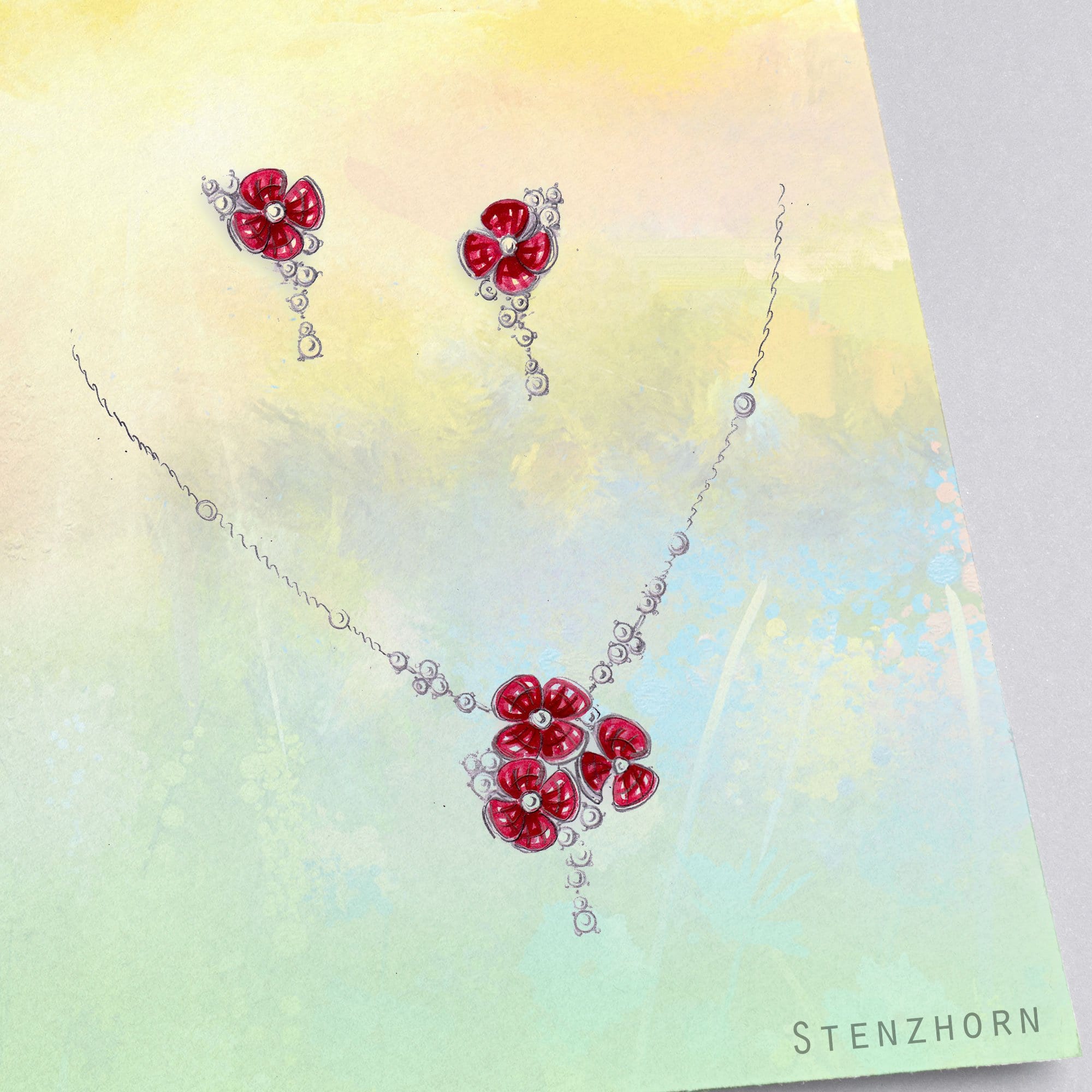 FLORAL Hortensia Ruby Necklace
